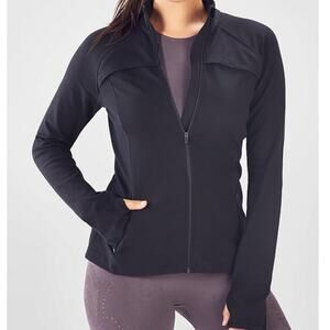 Fabletics Kimmy Mock Neck Jacket Women’s XS Black‎ Zip Front Long Sleeve Active